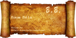 Baum Béla névjegykártya